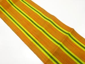 手織り真綿紬　縞模様織り出し　名古屋帯